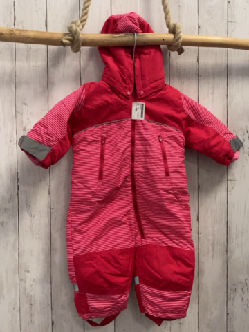 H&M Skioverall Gr. 74  rot + pink rote Streifen rosa Fleecefutter