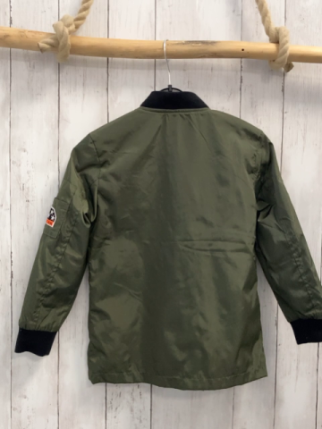   Jacke  Gr. 116  oliv schwarzer Strickbund Aufnäher 