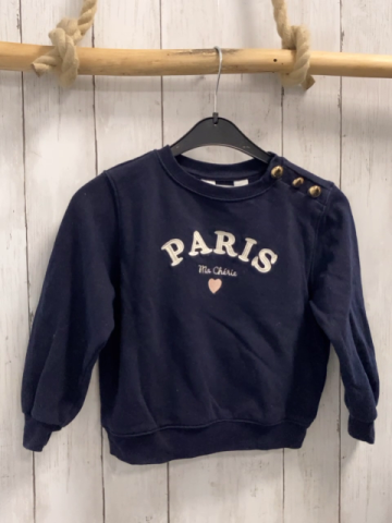 H&M  Pullover  Gr. 110  blau Schrift goldene Knöpfe 