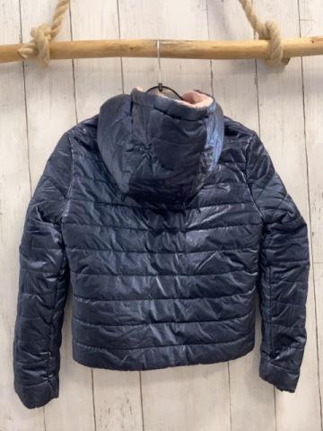 Michael Kors  Winterjacke  Gr. 128  blau Lack lachs Teddyfutter + -reißverschluss Gebrauchsspuren 