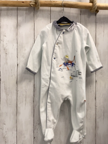 sergent major Schlafanzug Gr. 74  hellblau gestreifter Kragen Tiere im Boot Nicky