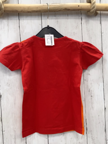 Bakery Baby  T-Shirt  Gr. 98  orange Vögel Blumen roter Bund + Ärmel 