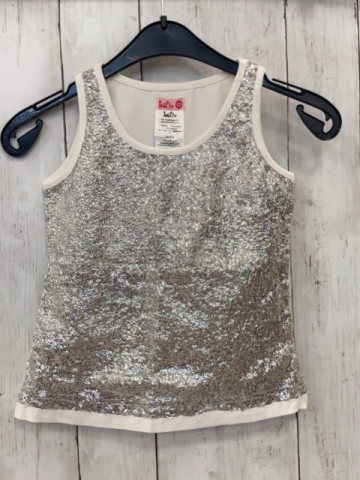 Lofft  Top  Gr. 110  silber Pailetten weißer Bund 