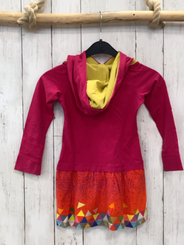 Oilily  Kleid Gr. 104  pink orange bunte Bltäter + Dreiecke 
