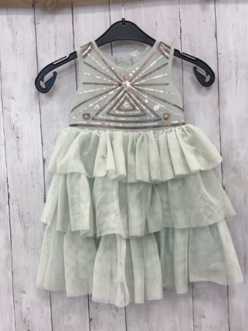 H&M  Kleid Gr. 104  mint Oberteil mit Pailetten Tüllrüschenrock 