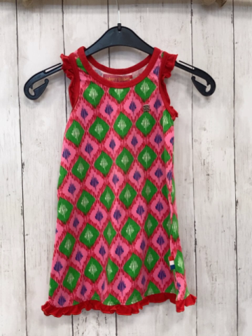 Bakery Babes  Kleid Gr. 98  pink rot grüne Rauten roter Rüschensaum 