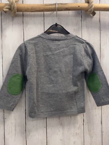 Bock Copenhagen  Pullover  Gr. 80  grau grüne Aufnäher  Strick 80 % BW 32 & Wole 