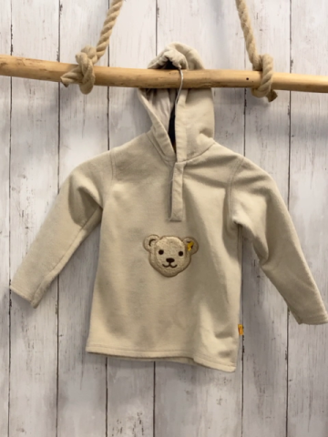 Steiff Pullover  Gr. 92  beige Kapuze Plüschbärenkopf 