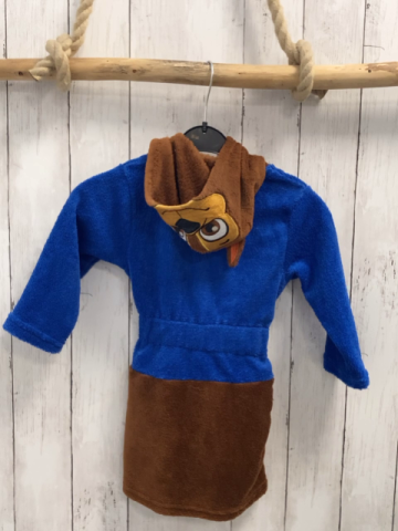   Bademantel Gr. 98  blau braun Plüsch Kapuze Paw Patrol 
