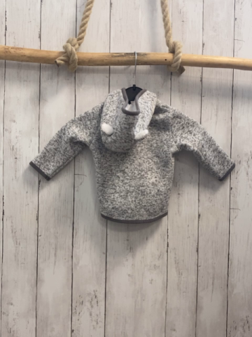 H&M Strickjacke  Gr. 68  grau hellgrau meliert Kapuze mit Ohren 