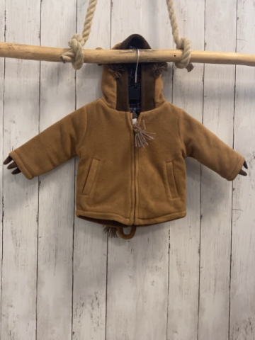 Chickeeduck  Fleecejacke  Gr. 74  hellbraun brauner Bund Kapuze mit Bärengesicht 