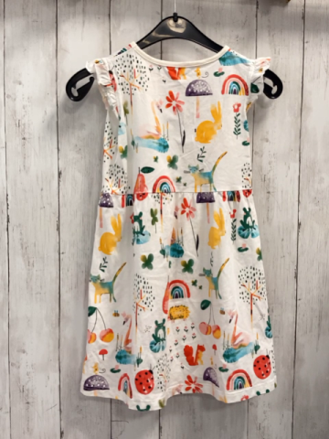   Kleid  Gr. 122  weiß bunte Tiere Früchte 