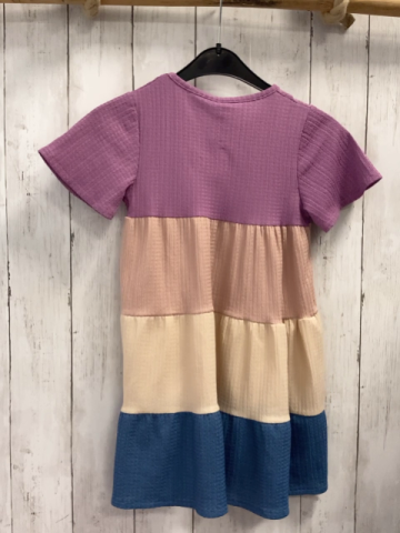   Kleid  Gr. 122  lavendel altrosa beige hellblaue Streifen Struktur 