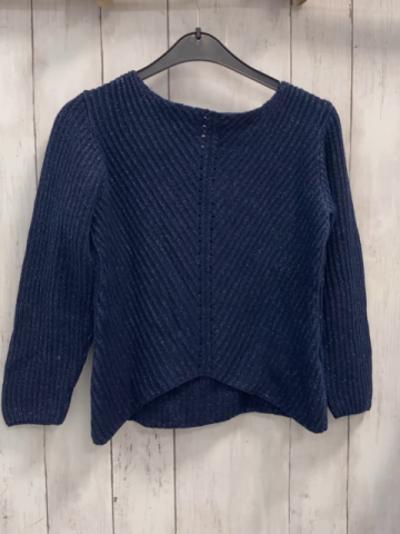  Pullover  Gr. 122  blau mit Glitzerpunkten Rippen Strick 