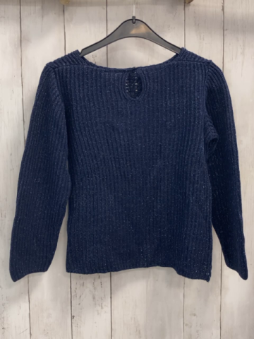   Pullover  Gr. 122  blau mit Glitzerpunkten Rippen Strick 