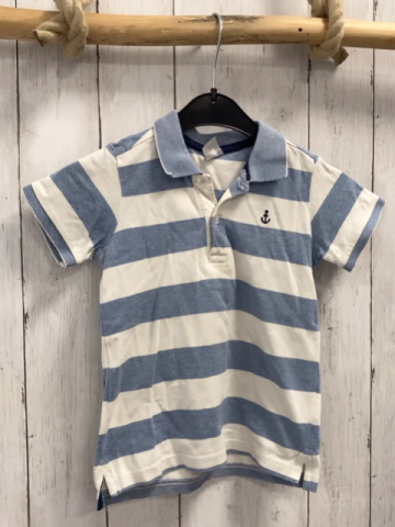 H&M  Poloshirt Gr. 98  weiß hellblaue Streifen 