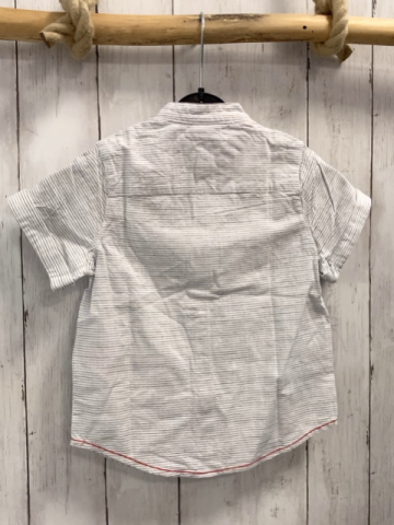 Sergent Major  Sommerhemd  Gr. 104  weiß grau blaue Streifen Aufnäher 