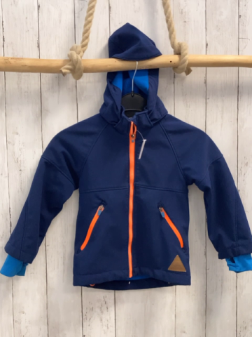 H&M  Softshelljacke  Gr. 104  dunkelblau orange Reißverschlüsse Kapuze 
