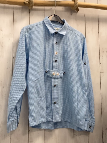 Isar Trachten  Hemd  Gr. 152  weiß hellblau kariert 