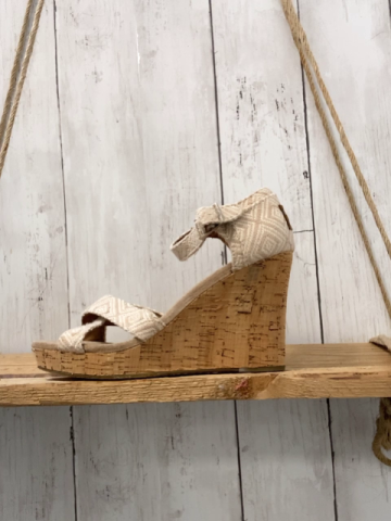 Toms  Sandaletten  Gr. 39  sand beige Rauten Keilabsatz 
