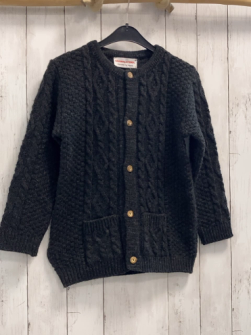 Original Steindl  Strickjacke  Gr. 152  dunkelgrau Rauten Zöpfe Trachtenknöpfe 