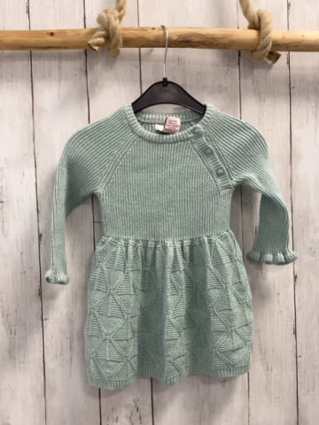 Shabby Chic  Kleid  Gr. 92  mint silber Glitzer Strick Rauten Rippen 