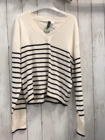 neu H&M  Pullover Gr. M  weiß schwarze Streifen Stick 
