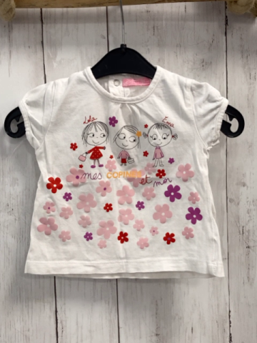   T-Shirt  Gr. 68  weiß Mädchen Blumen 