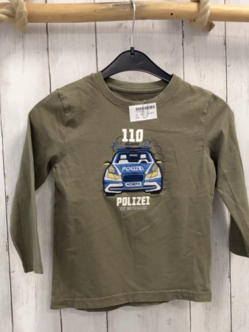   Langarmshirt  Gr. 110  kiwi Polizeiauto Schrift 