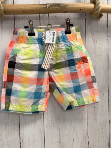   Shorts  Gr. 98  weiß bunt kariert orange Palmen