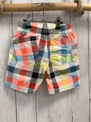   Shorts  Gr. 98  weiß bunt kariert orange Palmen