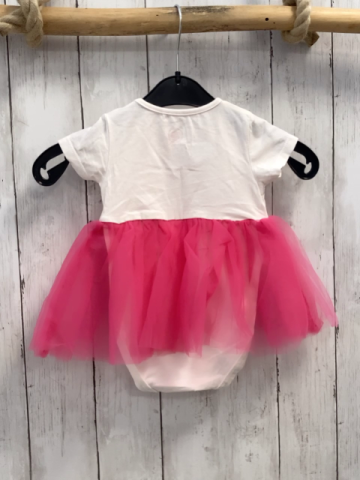   Kleid  Gr. 74  weißer Body mit Melone pink Tüllrock