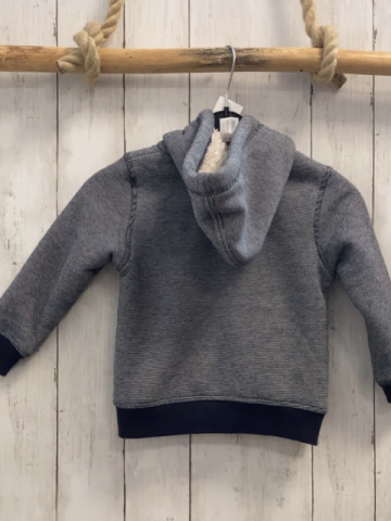   Sweatjacke  Gr. 104  blau hellgraue Streifen Kapuze Teddyfutter 