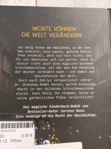 Willow  Buch Die Goldene Schreibmaschine 