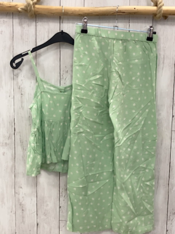 2tlg H&M  Sommerbluse + Hose  Gr. 140  hellgrün weiße Blumen 