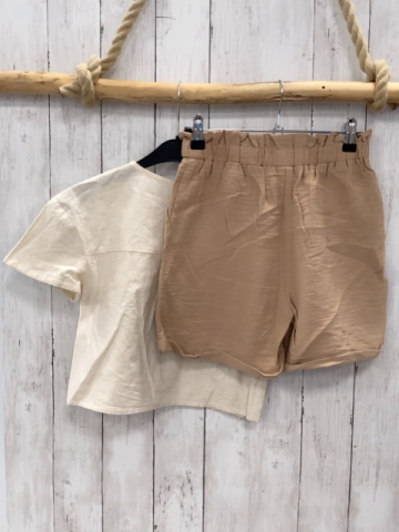 2tlg De Facto  Sommerbluse + Hose  Gr. 146/152  beige hellbraun 