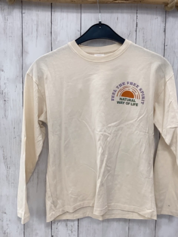 Zara  Langarmshirt  Gr. 152  creme Sonne Schrift 