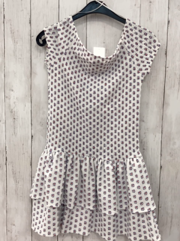 Zara  Kleid Gr. 146  weiß Struktur blau rote Blumen 
