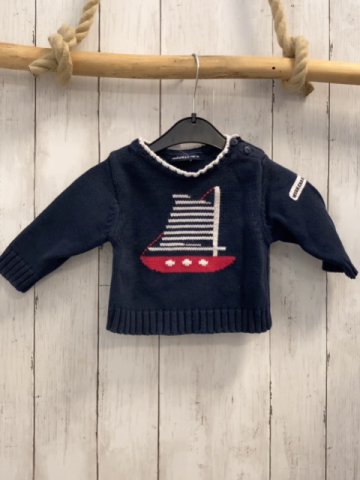 Weekend à la mer  Pullover  Gr. 68  blau Strick Segelbund weißer Bund 