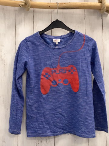 Seed  Langarmshirt  Gr. 128  lila hellgraue Streifen rote Spielkonsole 