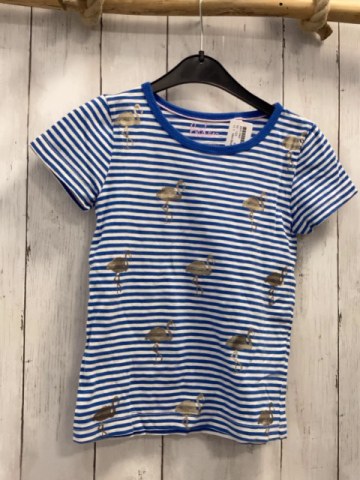 Mini Boden  T-Shirt  Gr. 122  blau weiße Streifen goldene Flamingos 