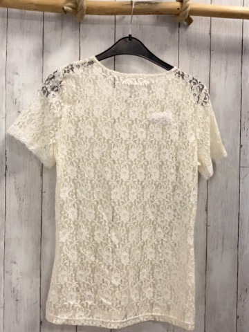 neu Cream  Sommerbluse Gr. S  creme Blumen Lochstickerei 
