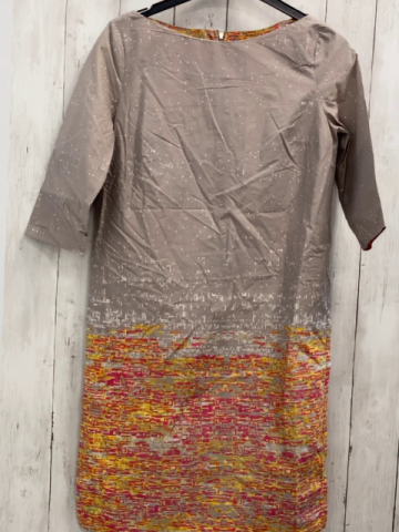 COS Kleid  Gr. 34  hellgrau mit weißen Punkten + pink gelb orange weißer Druck 