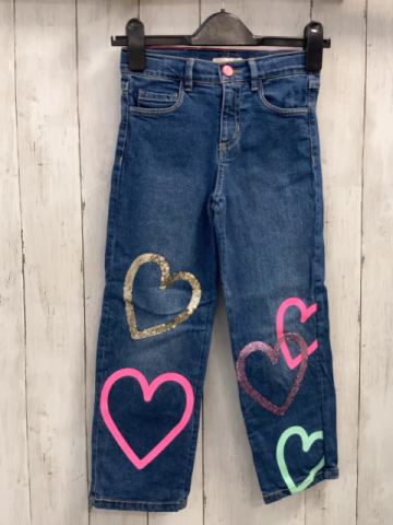 Billieblush  Hose  Gr. 116  blau Jeans bunte Herzen zT mit Pailetten