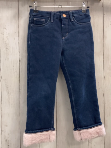 H&M  Hose  Gr. 116  blau Jeans gefüttert rosa Plüschsaum + -futter 