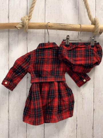 Ralph Lauren  Kleid + Shorts Gr. 68  rot schwarz weiß kariert 