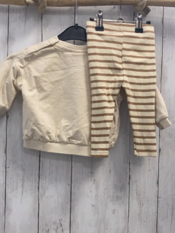 2tlg  Pullover + Leggings  Gr. 74  beige Löwenkopf + beige braune Streifen Rippen 