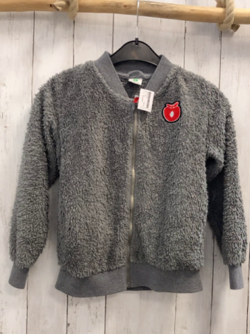 Smafolk Teddyjacke  Gr. 122  grau roter Apfel