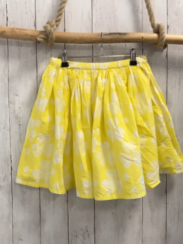 Okaidi  Rock  Gr. 158  gelb weiße Streifen + Blumen 