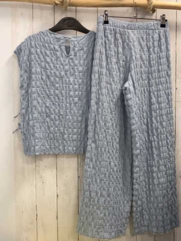 2tlg Zara  Hose + Sommerbluse  Gr. 164  hellblau Struktur 